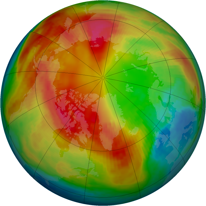 Arctic ozone map for 19 February 1998